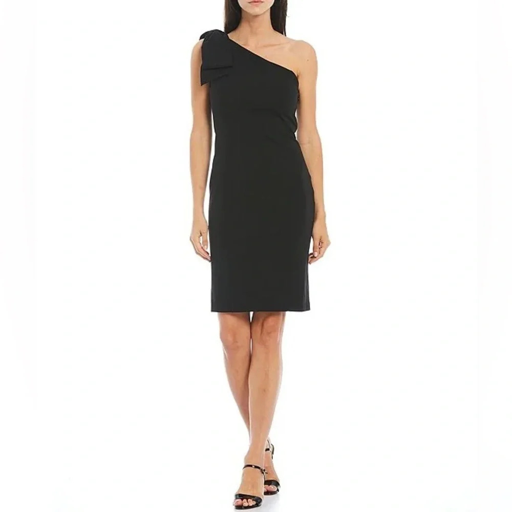 Marina NWT Asymmetric One Bow Shoulder Stretch Crepe Wedding Guest 4